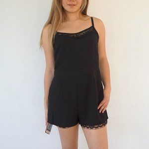 Forever 21 Black Lace-Detailed Romper in Size M